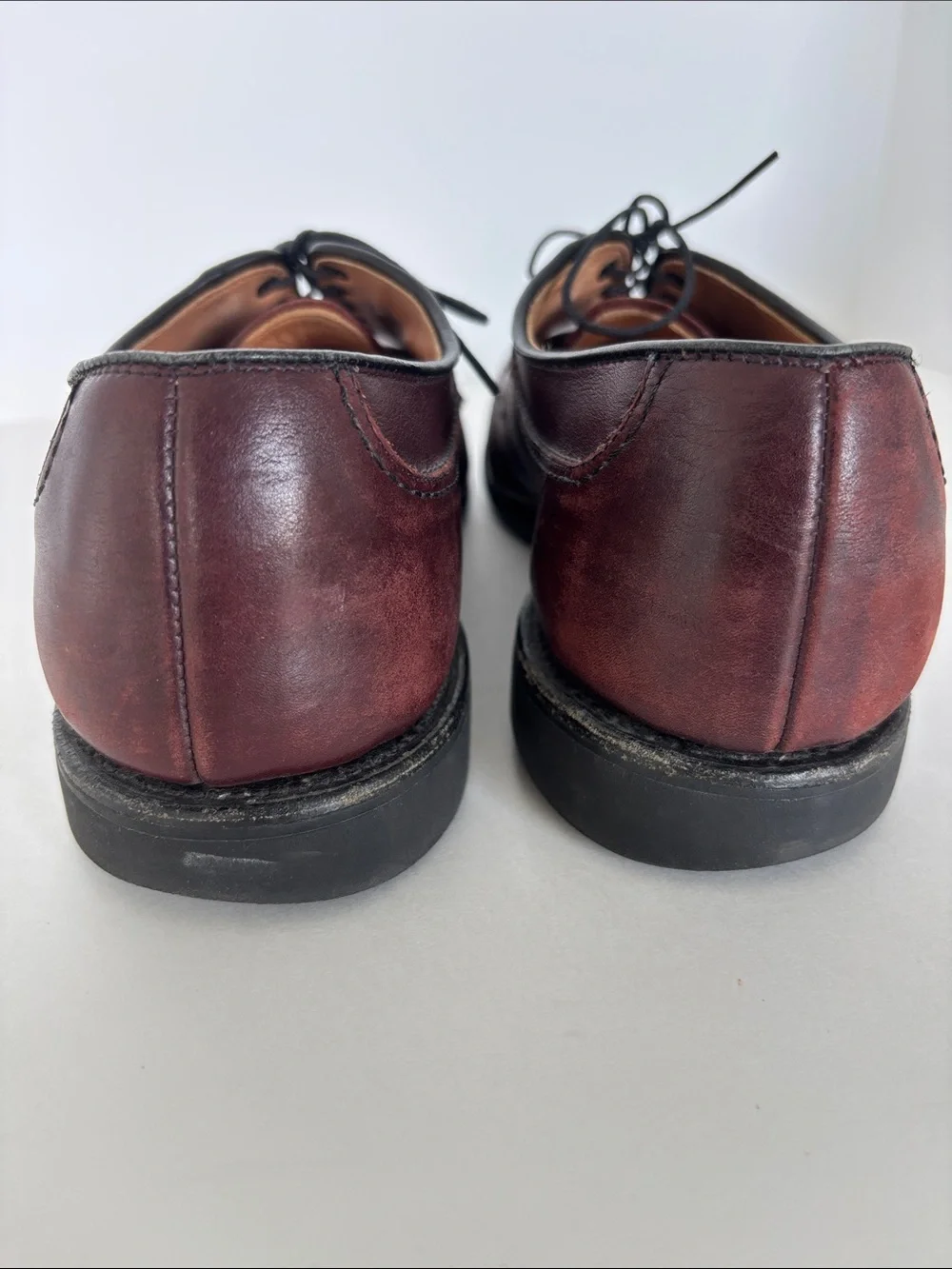 Men's Allen Edmonds Burgundy Leather Lace-Up Split Toe Oxford Shoes Size 10C